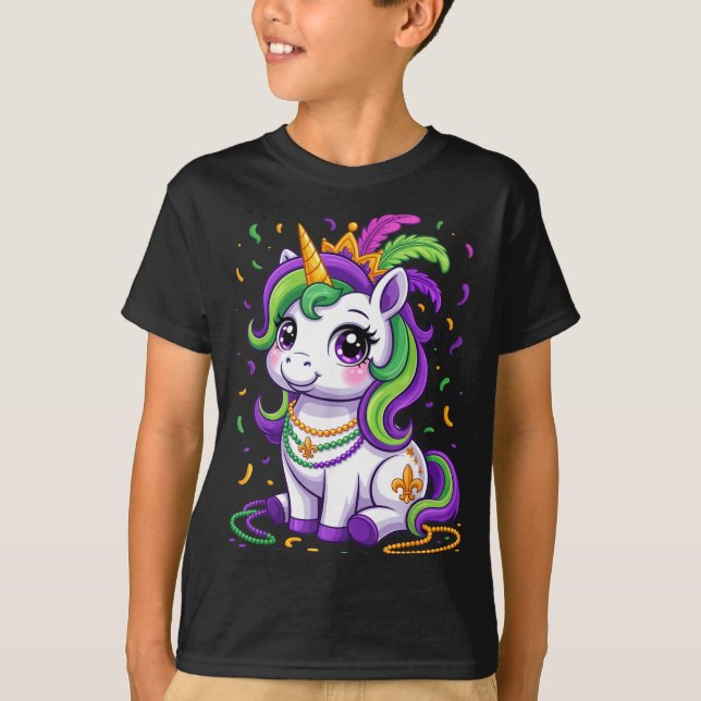 Camiseta Cute Unicorn Mardi Gras Carnival Fat Tuesday Girls (Frente)