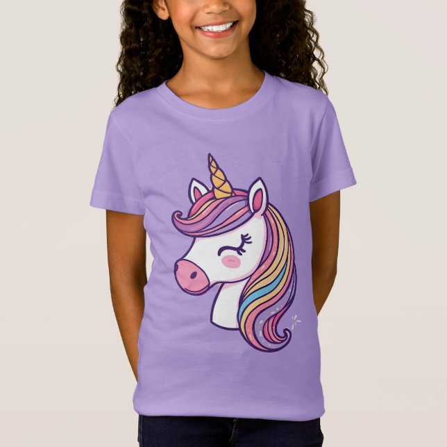 Camiseta "Cute Unicorn Rainbow Kids T-Shirt" (Frente)