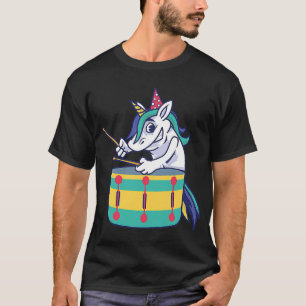 Camiseta Cute Unicorn Reproduzindo Snare Percussion Snare D