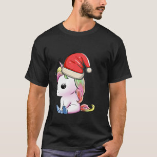 Camiseta Cute Unicorn Santa Hat Ugly Pajama Reindeer Girls