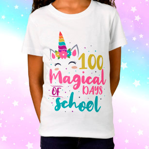 Camiseta Cute Unicórnio 100 Dias Mágicos De Escola