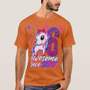 Camiseta Cute Unicórnio De 6 Anos Oferece 6 de Aniversário