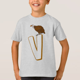 Camiseta Cute V de Abutre - Crianças Inglês ABCD Alfabeto