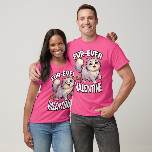 Camiseta Cute Valentine Cat – Fur-Ever My Valentine (Unissex)