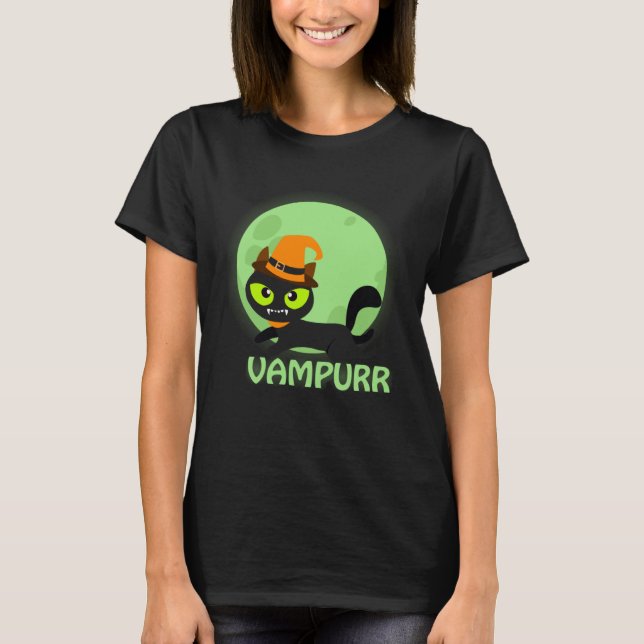 Camiseta Cute Vampire Cat Halloween Vampurr (Frente)
