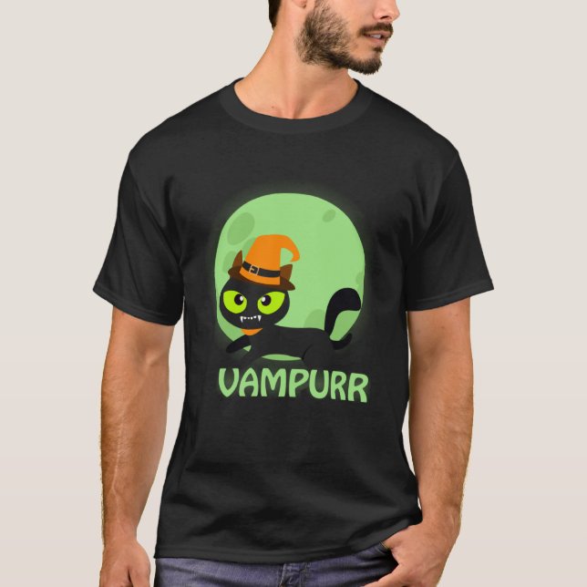 Camiseta Cute Vampire Cat Halloween Vampurr (Frente)