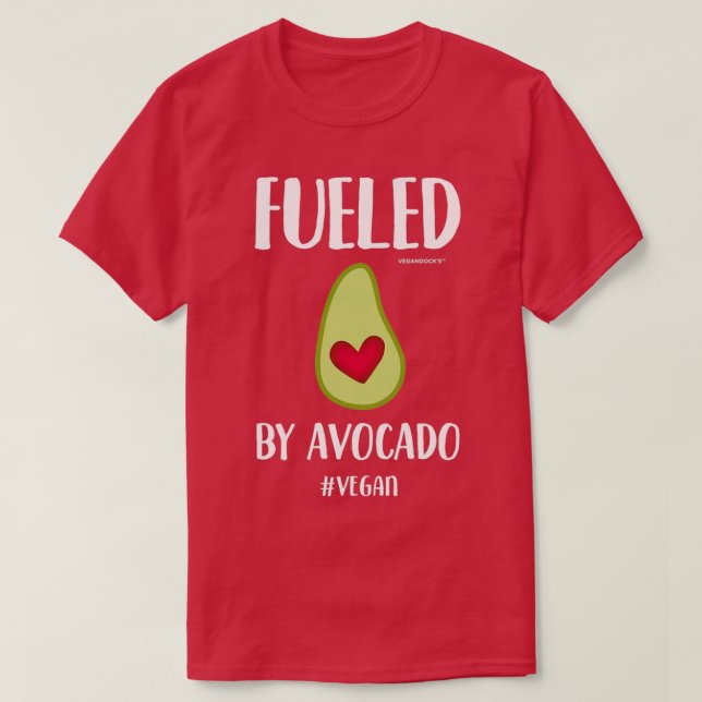 Camiseta Cute Vegan para Mulheres Alimentado por Avocado VE (Frente do Design)