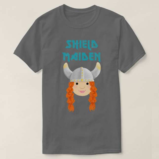 Camiseta Cute Viking Shield Maiden (Frente do Design)