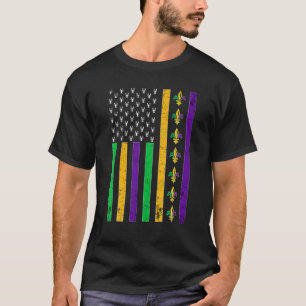 Camiseta Cute Vintage - Bandeira Americana Mardi Gras Jeste