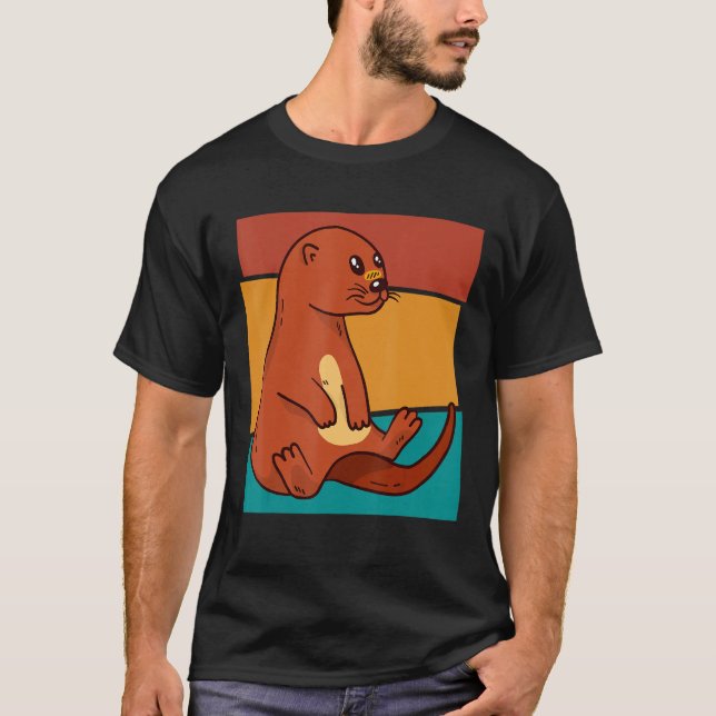 Camiseta Cute Vintage River Otter (Frente)