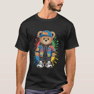 Camiseta cute vintage teddybear in street wear splash colou