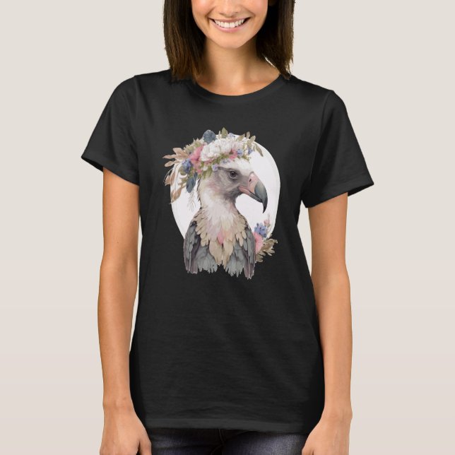 Camiseta Cute Vulture Bird Flower Crown Floral Exotic Birds (Frente)