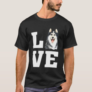 Camiseta Cute Watercolor Love Siberian Husky Ilustração I