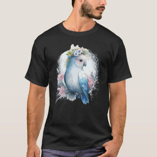 Camiseta Cute Watercolor Lovebird Bird Flower Crown Pet Bir