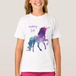 Camiseta Cute Watercolor Silhouette Birthday Girl Unicorn<br><div class="desc">"Birthday Girl" t-shirt with a silhouette of a unicorn in a bold purple,  blue and pink watercolor wash.  Perfect for the girly girl.   

**************************************************************************
If you need help with the template,  are interested in matching items or a custom design,  please reach out to me via the contact button.</div>