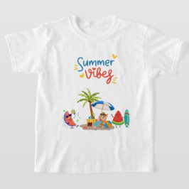 Camiseta  Cute Watermelon Characters Relaxing Under a Palm 