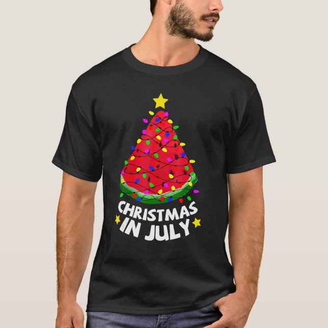 Camiseta Cute Watermelon Christmas In July Summer Beach Xma (Frente)
