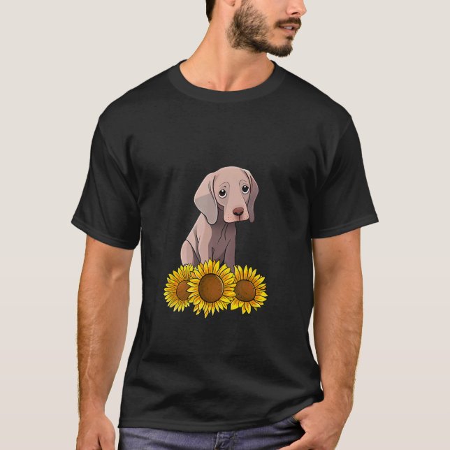 Camiseta Cute Weimaraner Dog Sunflower Graphic for Women Fl (Frente)