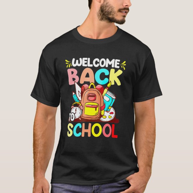 Camiseta Cute Welcome Back To School First Day Of School Te (Frente)
