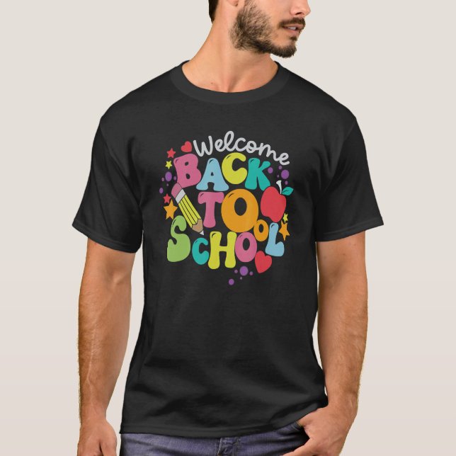 Camiseta Cute Welcome Back To School First Day Of School Te (Frente)