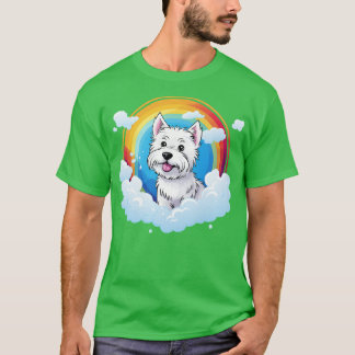Camiseta Cute Westie Rainbow Cloud West Highland Terrier