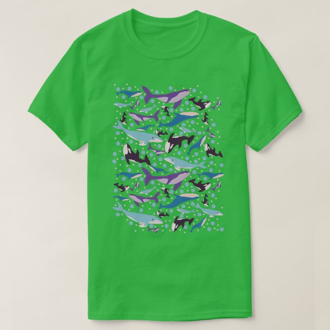 Camiseta Cute Whales pattern design (Frente do Design)