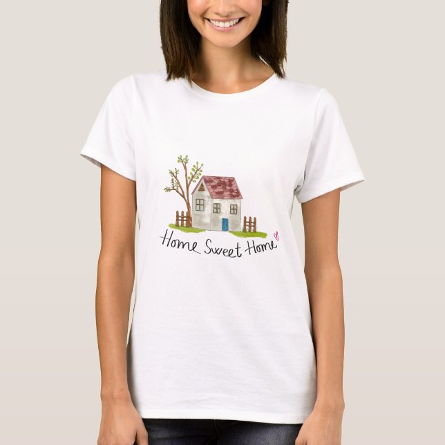 Camiseta Cute Whimsical Hand-drawn Home Sweet Home (Frente)