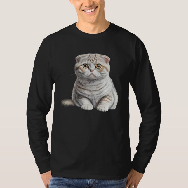 Camiseta Cute White Scottish Fold Cat Cat (Frente)