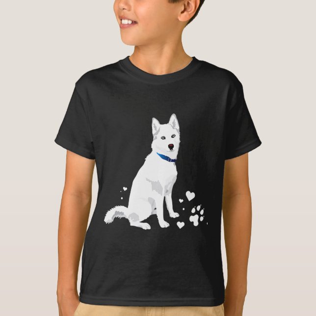 Camiseta Cute White Siberian Husky Sweet White Snow Dog  (Frente)