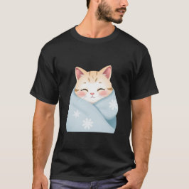 Camiseta Cute Winter Cat Wrapped in Snowflake Blanket ✨🐾❄️