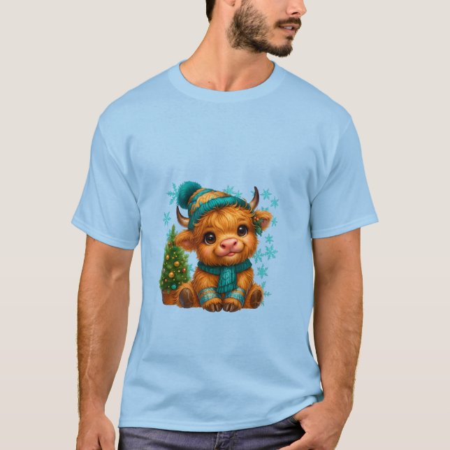 Camiseta Cute Winter Highland Cow Christmas Art – Cozy Baby (Frente)