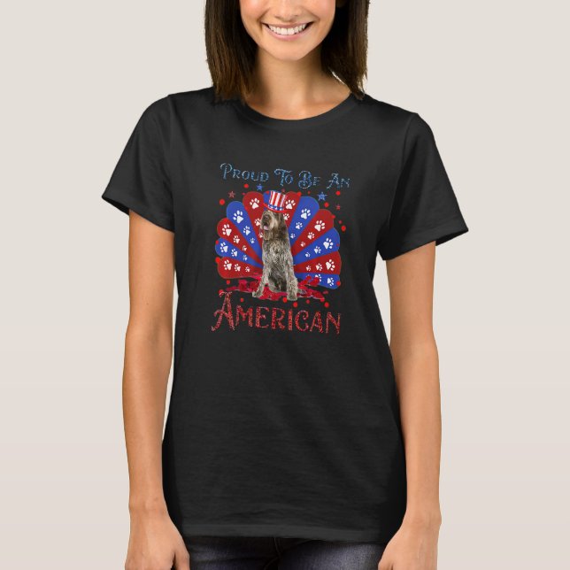 Camiseta Cute Wirehaired Apontando Griffon American Flag Ha (Frente)