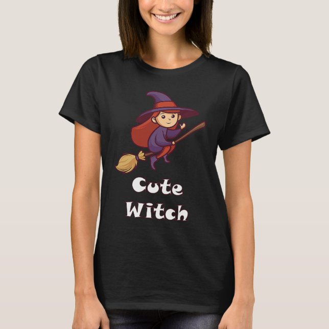 Camiseta Cute Witch Matching Group Halloween Costume (Frente)