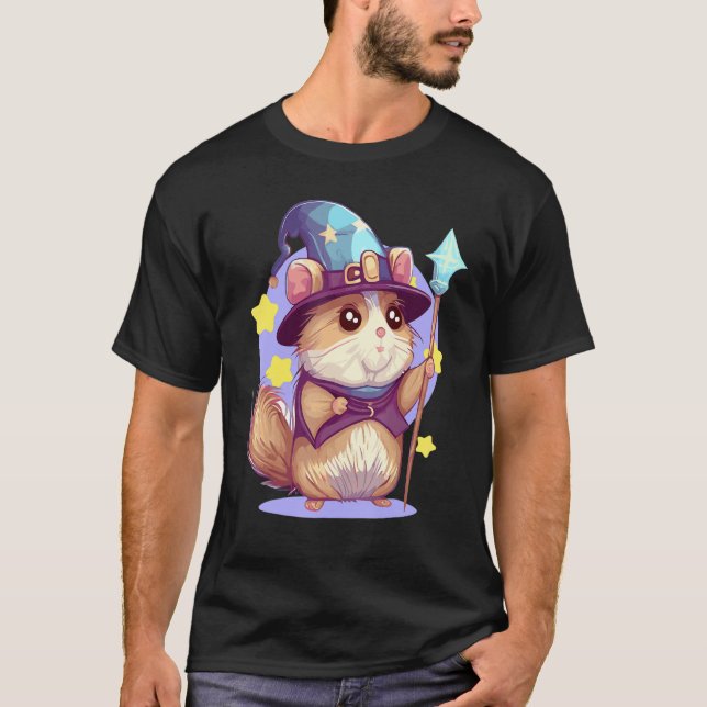 Camiseta Cute Wizard Hamster RPG Geek Jogo de Interpretação (Frente)