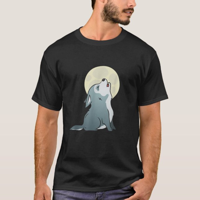 Camiseta Cute Wolf Pup Howling Baby Dog Puppy Men Women Gir (Frente)