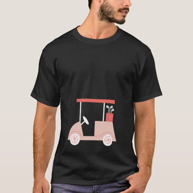 Camiseta Cute Womens Golf  Pink Golf Cart (Frente)