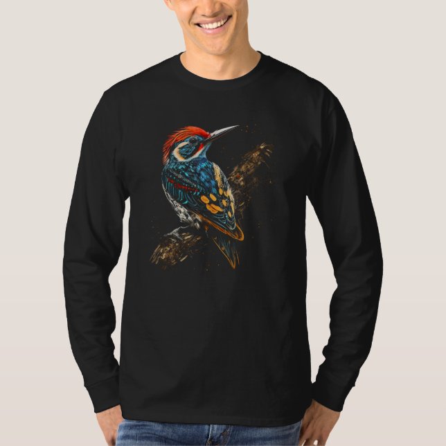 Camiseta Cute Woodpecker Bird Cool Paint Drip Woodpecker Lo (Frente)
