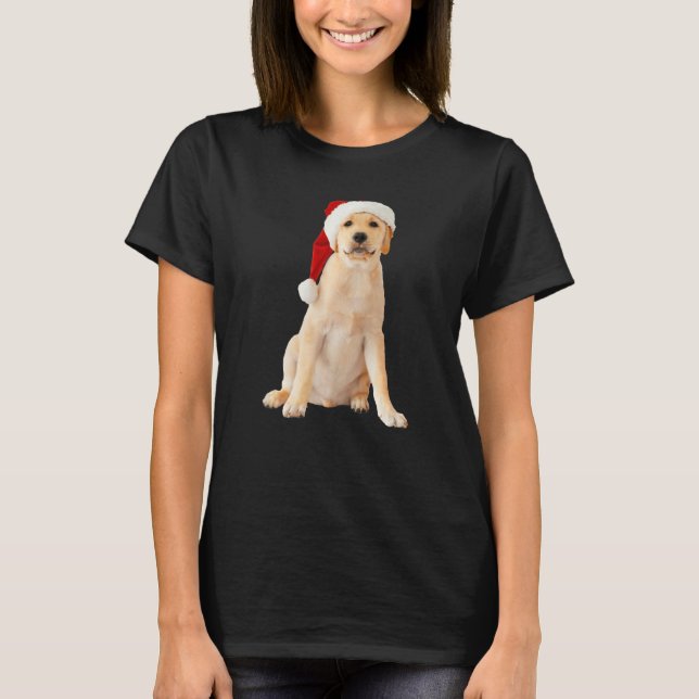 Camiseta Cute Yellow Lab Puppy Santa Hat Image Christmas Do (Frente)