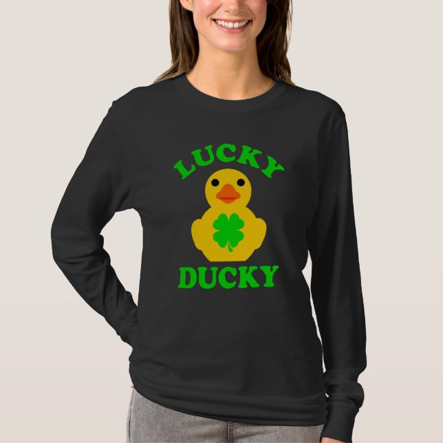 Camiseta Cute Yellow Rubber Duck Four Leaf C Lucky Ducky (Frente)