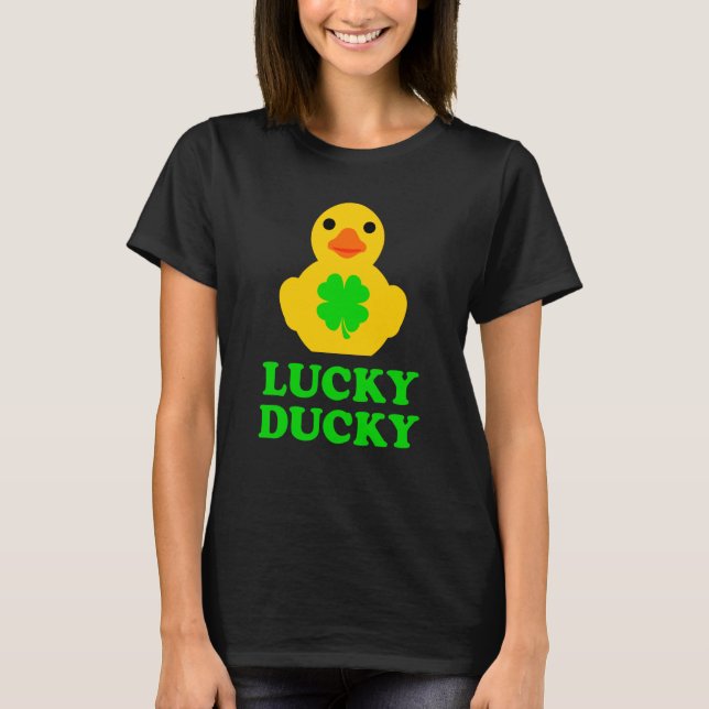 Camiseta Cute Yellow Rubber Duck Four Leaf C St Patrick's D (Frente)