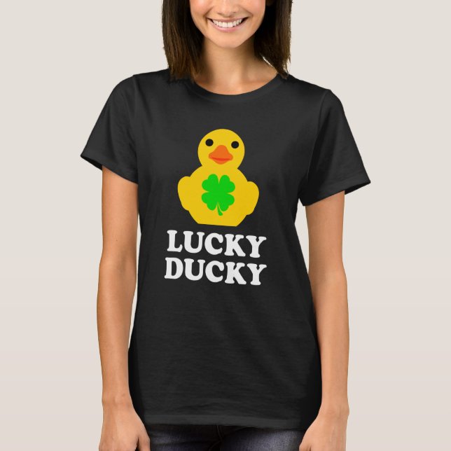Camiseta Cute Yellow Rubber Duck Four Leaf C St Patrick's D (Frente)