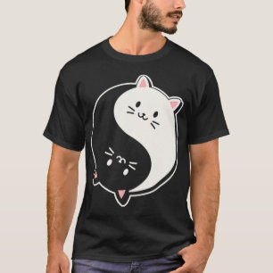 Camiseta Cute Yin Yang Cats Kawaii Yoga Japão China