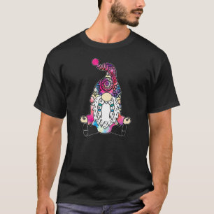Camiseta Cute Yoga Gnome Pilates Meditação Tie Dye Mandala