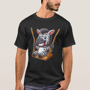 Camiseta Cute zebra swing cartoon grinning funny