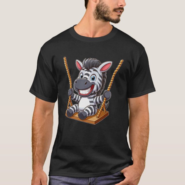 Camiseta Cute zebra swing cartoon grinning funny (Frente)
