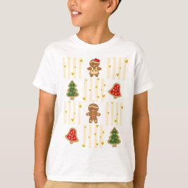 Camiseta Cuteness Natal com cookies e tiras amarelas