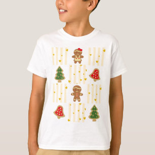 Camiseta Cuteness Natal com cookies e tiras amarelas