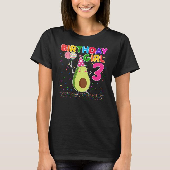 Camiseta Cutes Avocados 3rd Birthday Girl 3 Years Old (Frente)