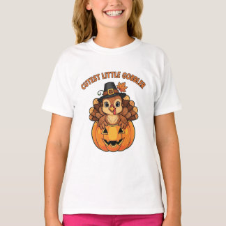 Camiseta Cutest Little Gobbler Thanksgiving Shirt  Cutest