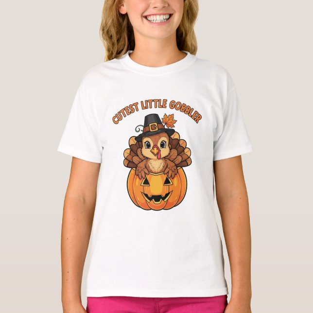 Camiseta Cutest Little Gobbler Thanksgiving Shirt  Cutest (Frente)